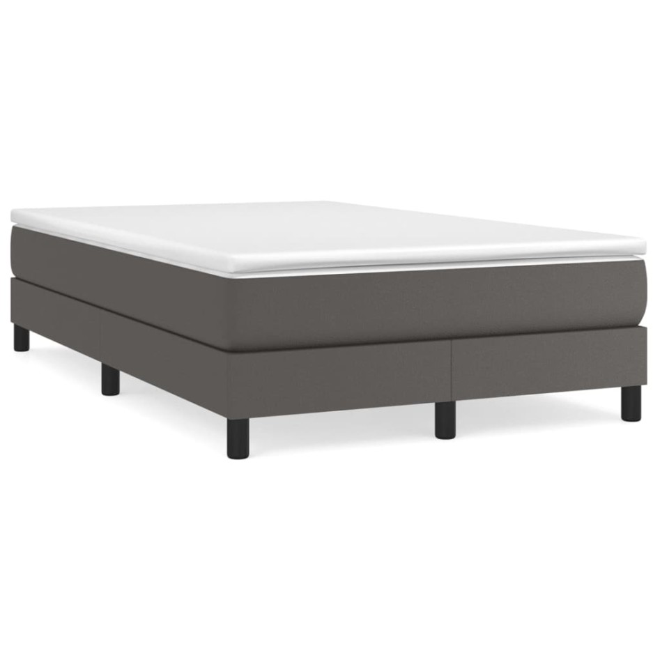 Cama box spring con colchón cuero sintético gris 120x200