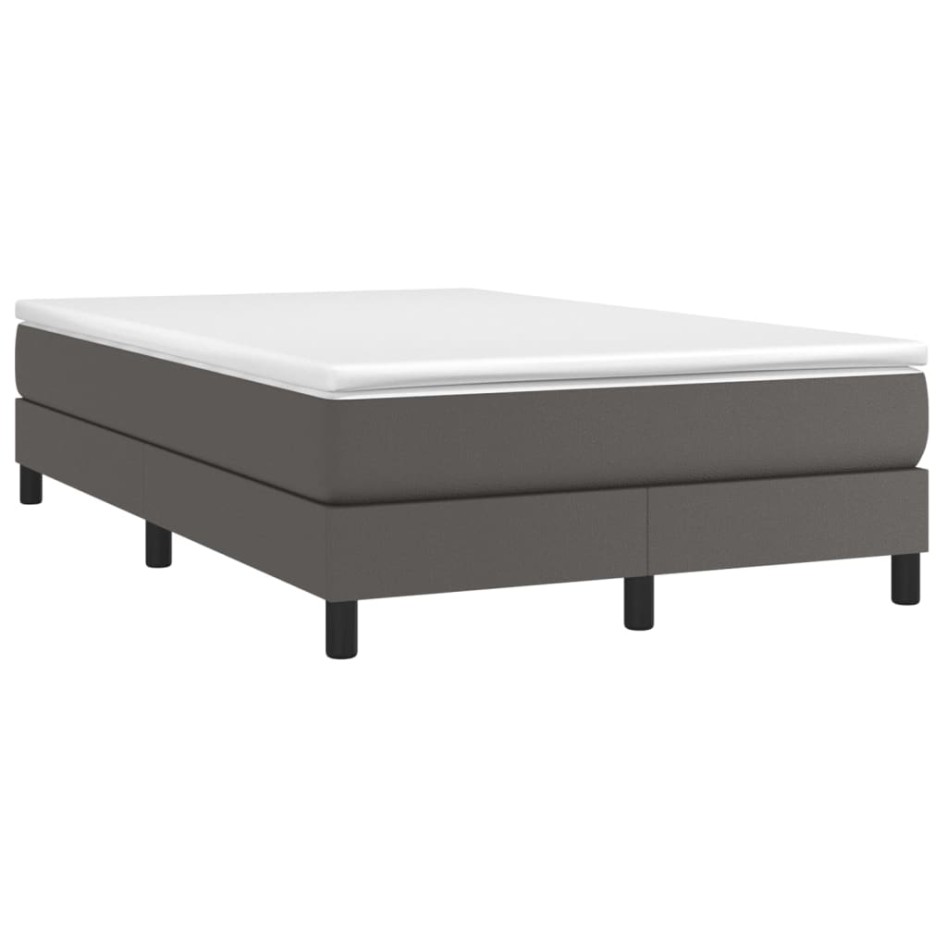 Cama box spring con colchón cuero sintético gris 120x200