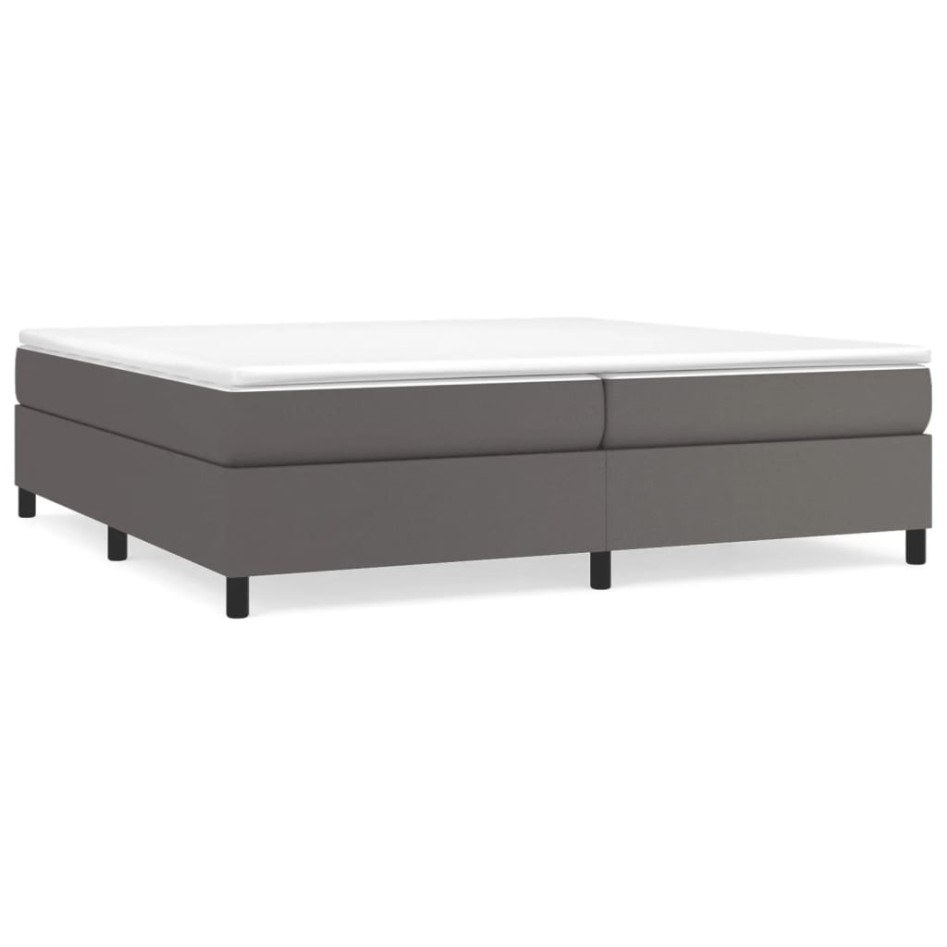 Cama box spring con colchón cuero sintético gris 200x200