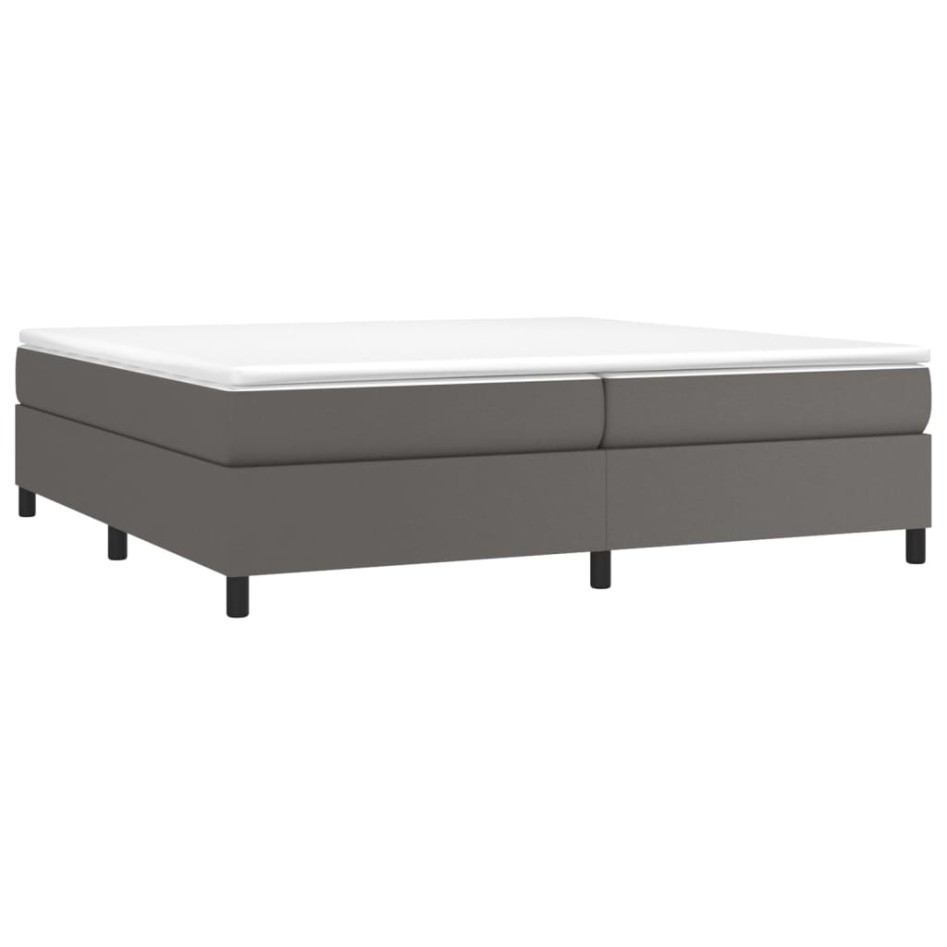 Cama box spring con colchón cuero sintético gris 200x200