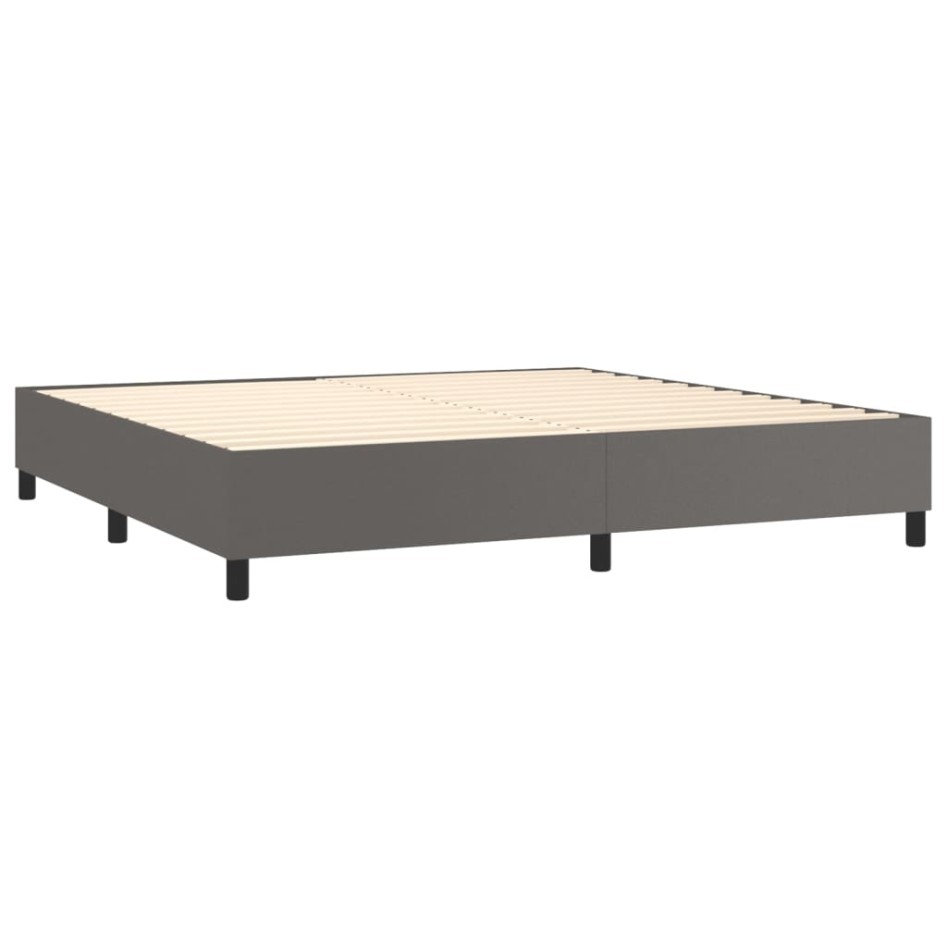 Cama box spring con colchón cuero sintético gris 200x200
