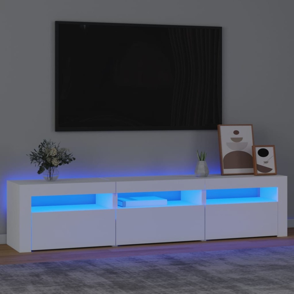 Mueble de TV con luces LED blanco 180x35x40