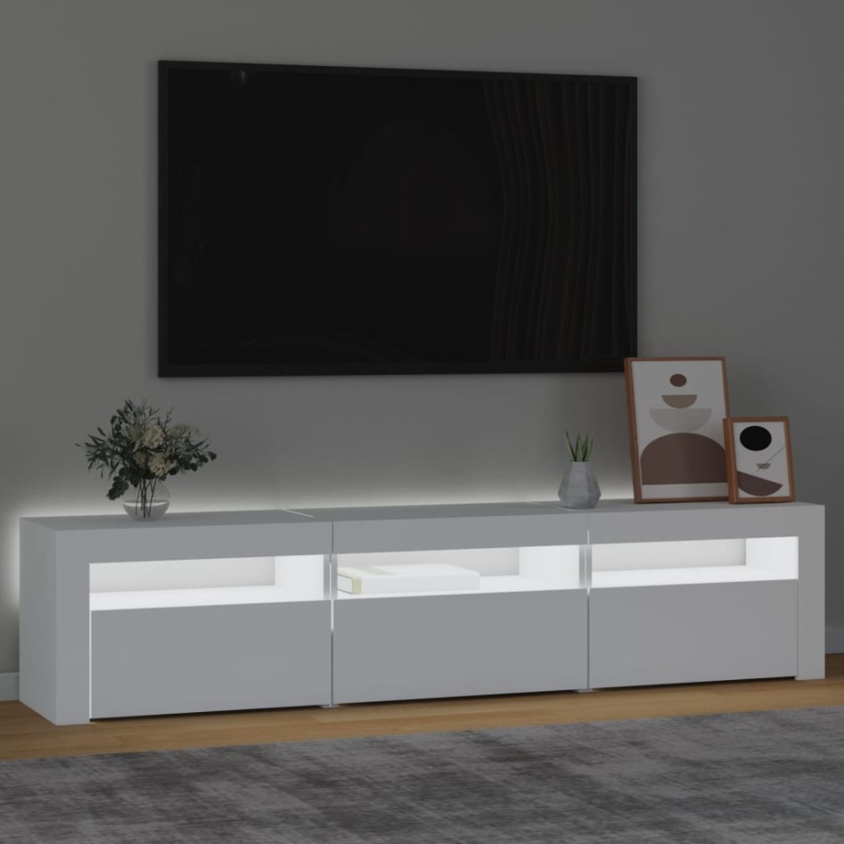 Mueble de TV con luces LED blanco 180x35x40