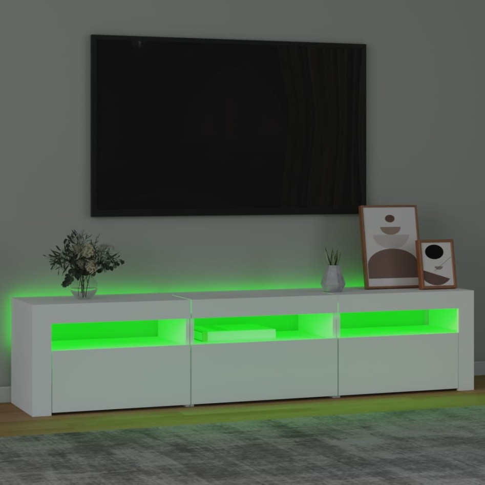 Mueble de TV con luces LED blanco 180x35x40
