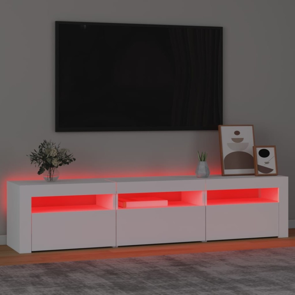 Mueble de TV con luces LED blanco 180x35x40