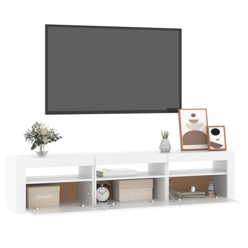 Mueble de TV con luces LED blanco 180x35x40