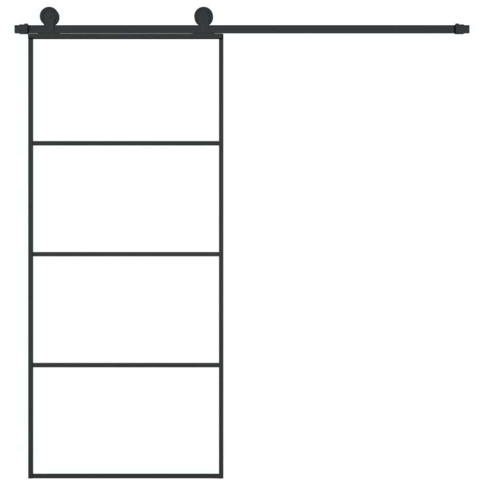 Puerta corredera con set herrajes vidrio ESG aluminio 90x205