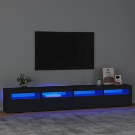 Mueble de TV con luces LED Negro 240x35x40