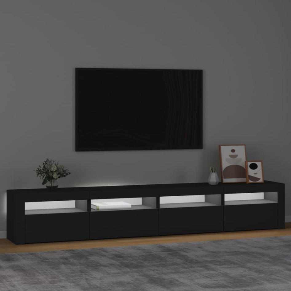Mueble de TV con luces LED Negro 240x35x40
