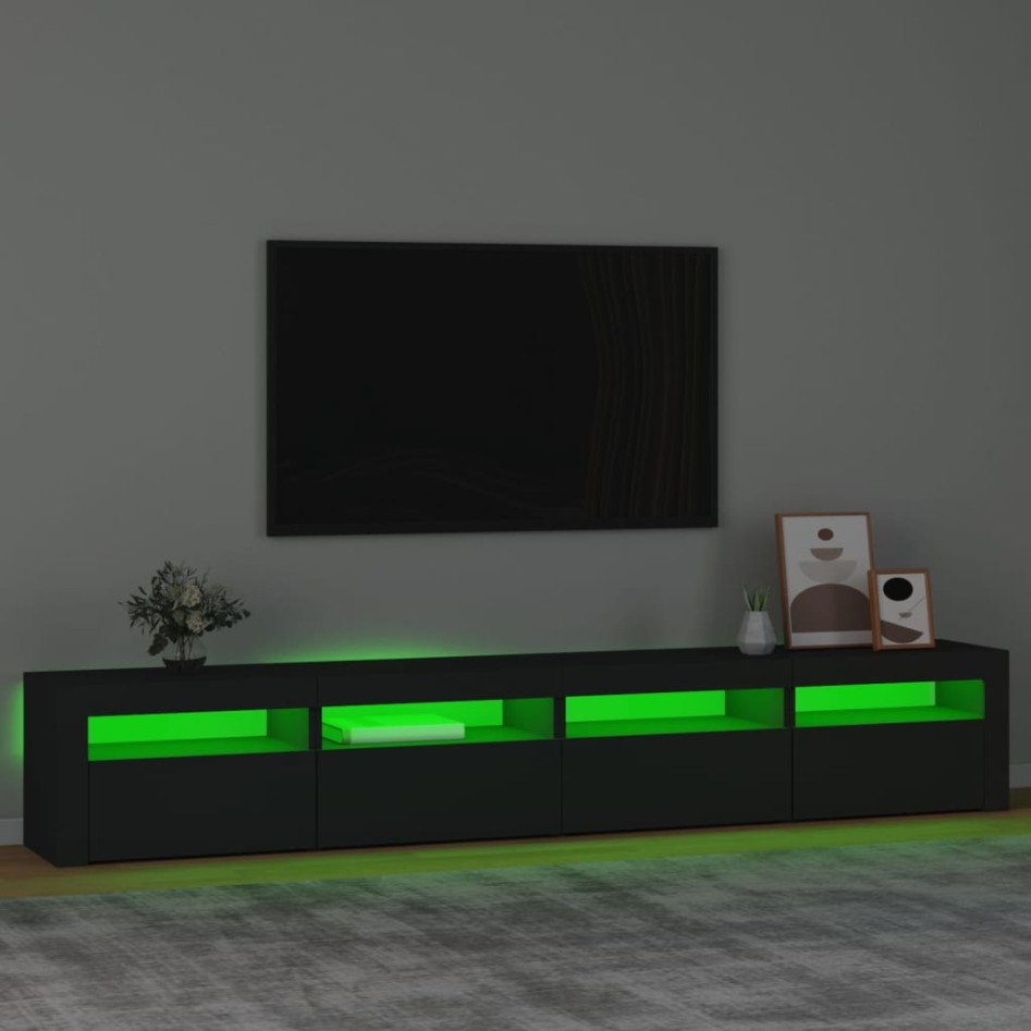 Mueble de TV con luces LED Negro 240x35x40