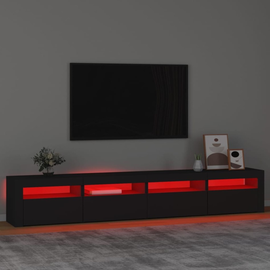 Mueble de TV con luces LED Negro 240x35x40