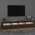 Mueble de TV con luces LED marrón roble 210x35x40