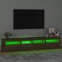Mueble de TV con luces LED marrón roble 210x35x40