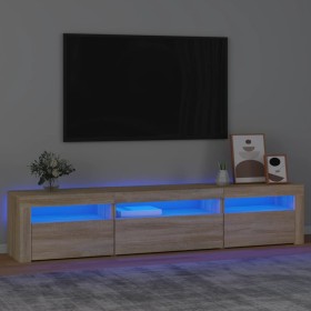 Mueble de TV con luces LED roble Sonoma 195x35x40