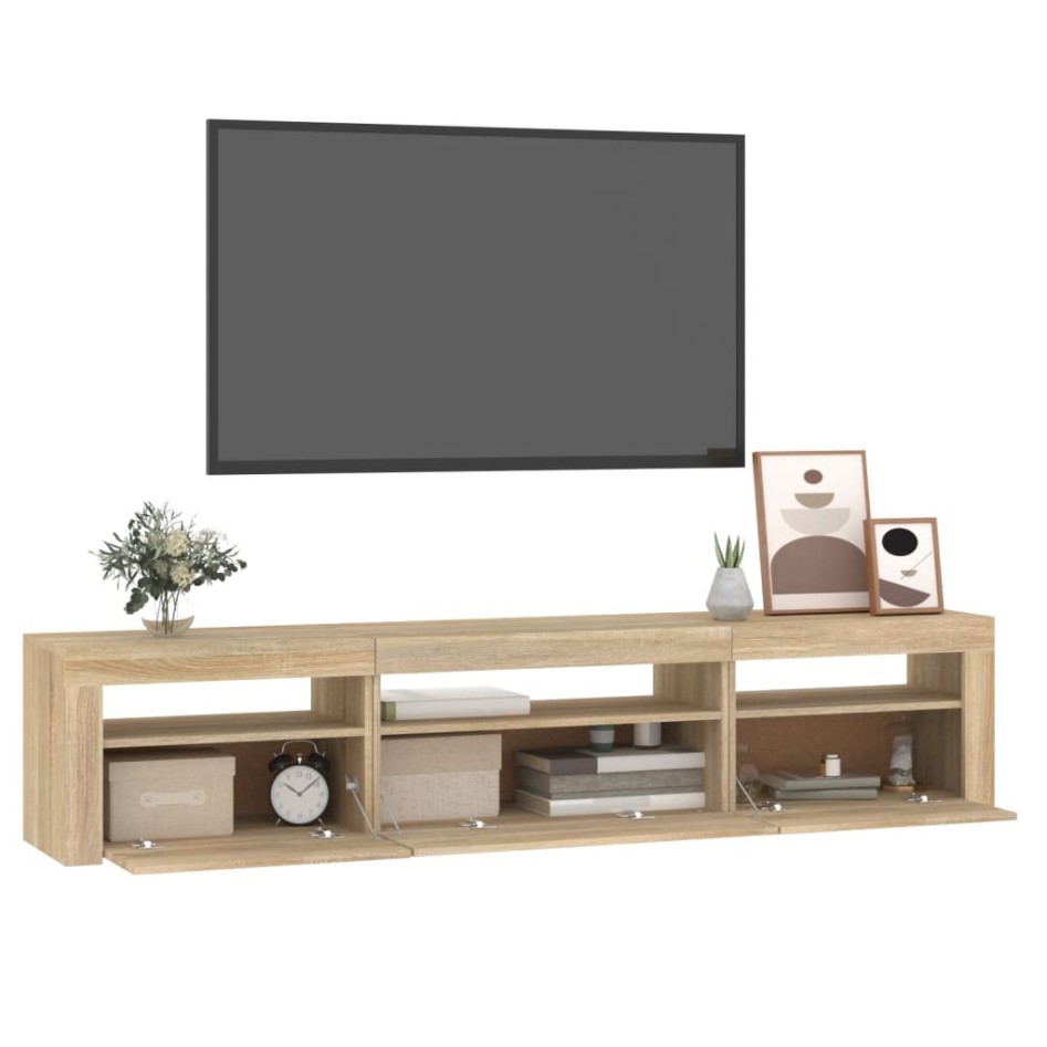 Mueble de TV con luces LED roble Sonoma 195x35x40