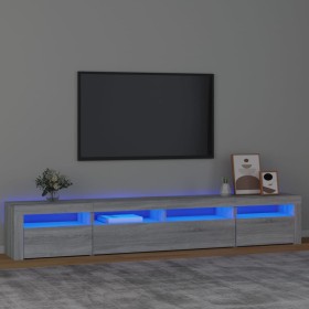 Mueble de TV con luces LED gris Sonoma 240x35x40