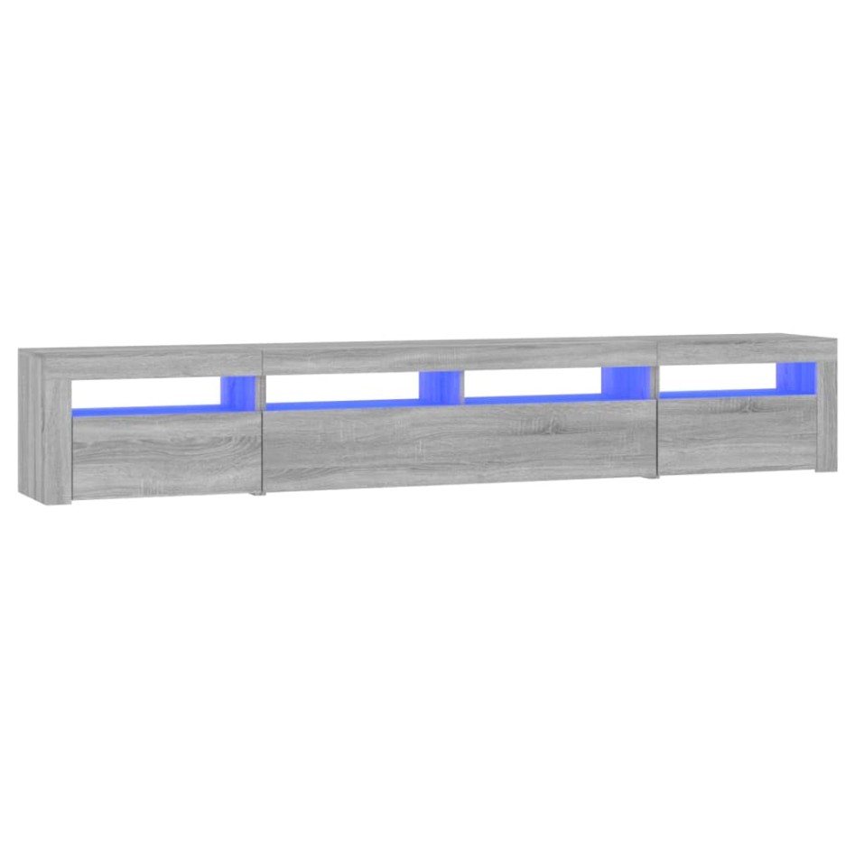 Mueble de TV con luces LED gris Sonoma 240x35x40