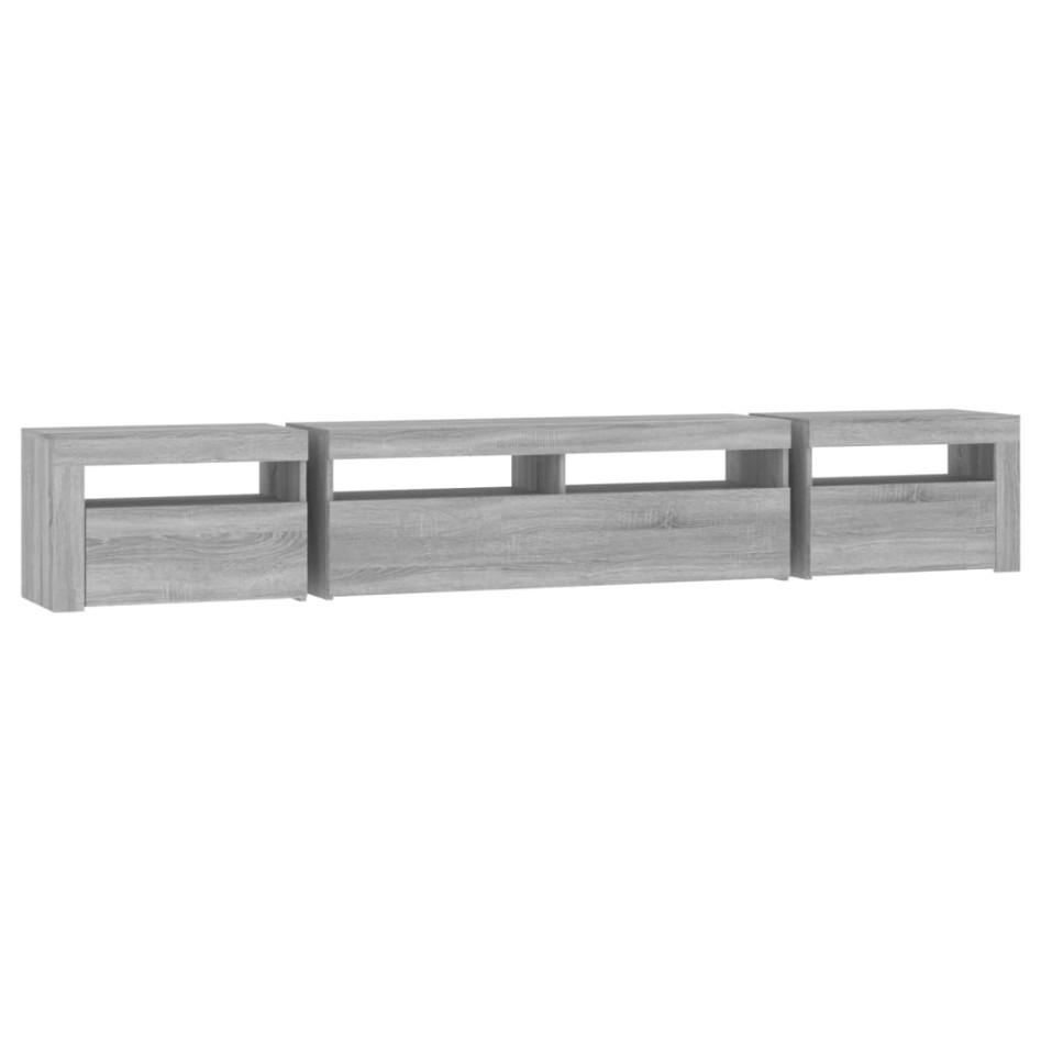 Mueble de TV con luces LED gris Sonoma 240x35x40