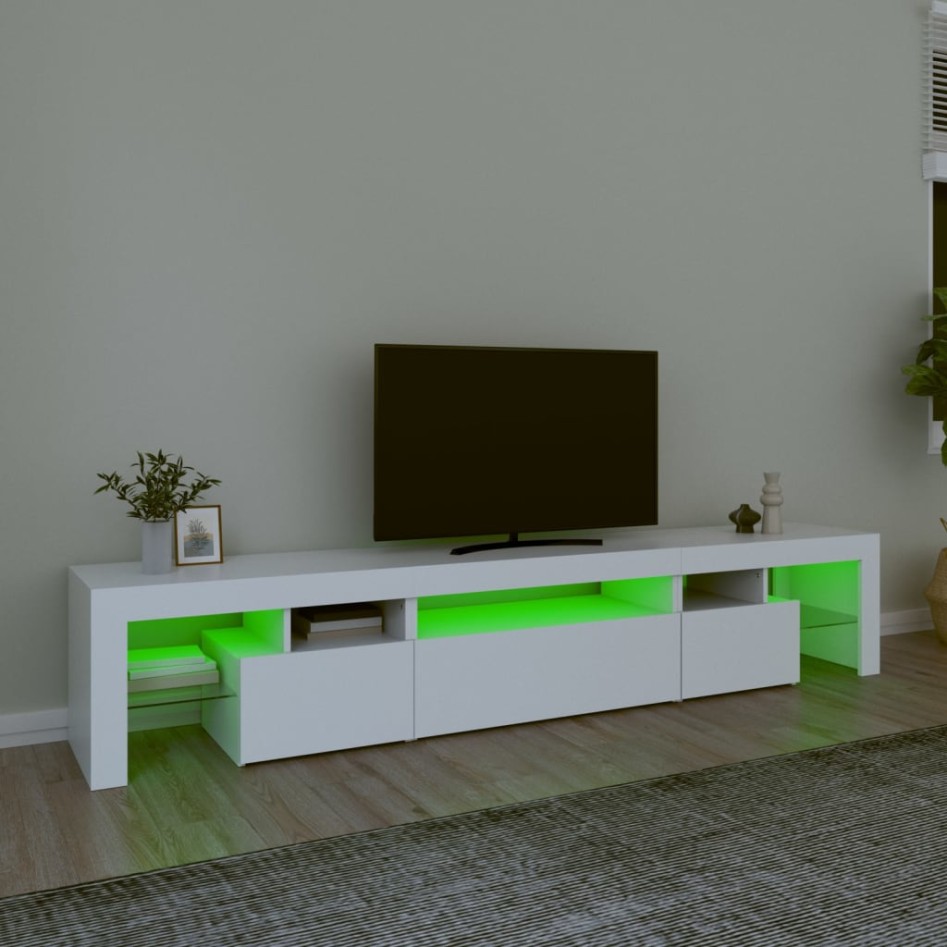 Mueble de TV con luces LED blanco 215x36,5x40