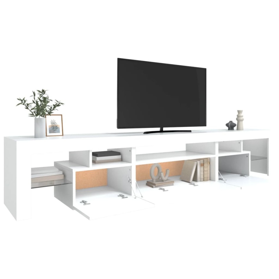 Mueble de TV con luces LED blanco 215x36,5x40