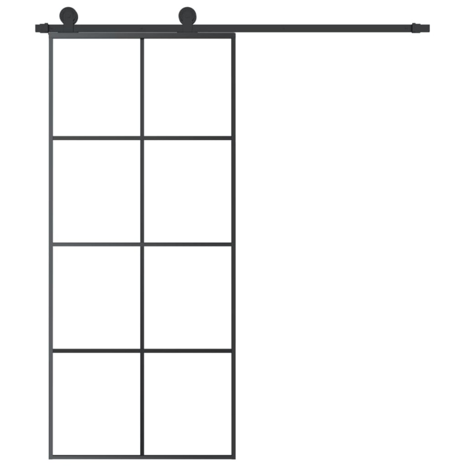 Puerta corredera con set herrajes vidrio ESG aluminio 90x205