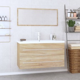 Conjunto de muebles de baño 3 piezas color roble