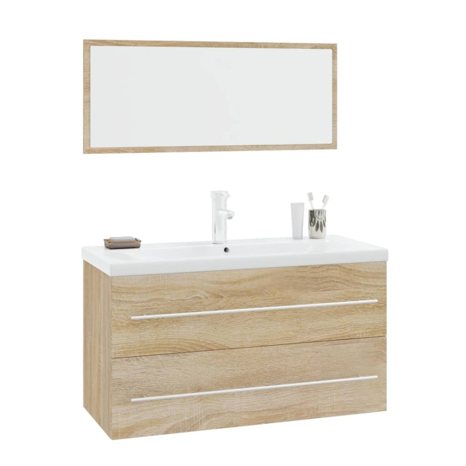 Conjunto de muebles de baño 3 piezas color roble