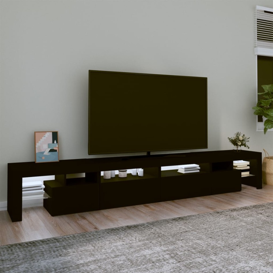 Mueble de TV con luces LED Negro 260x36,5x40
