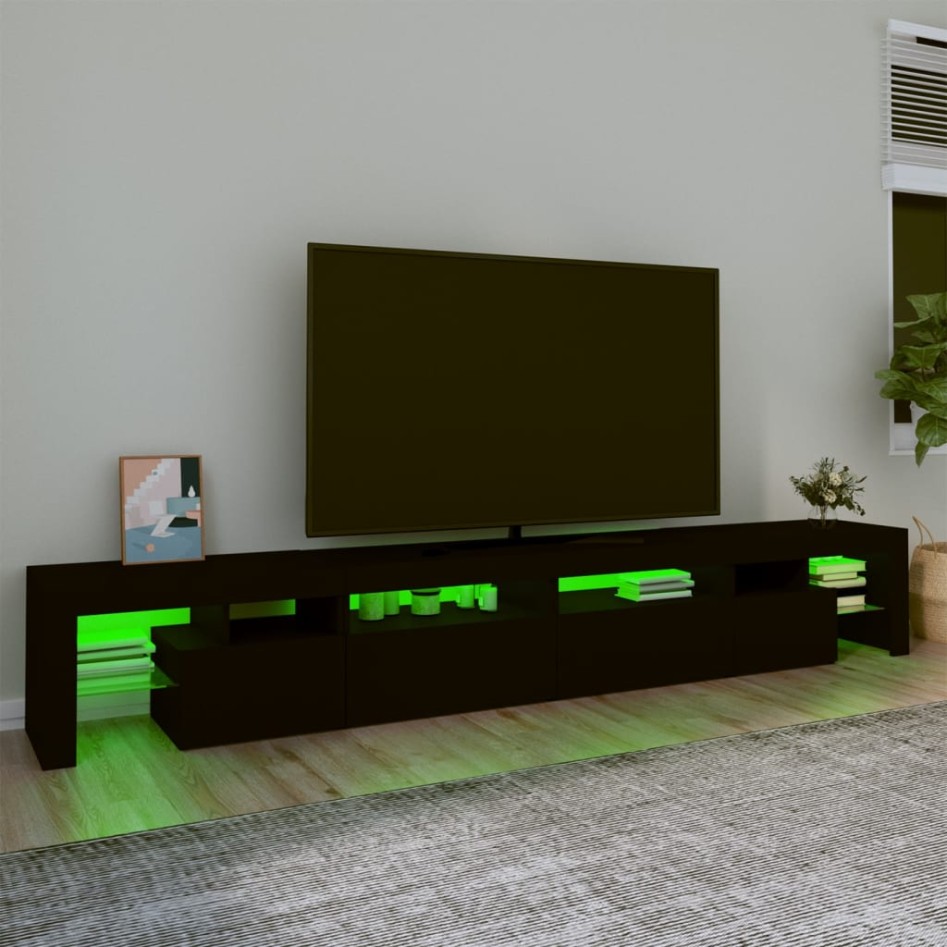 Mueble de TV con luces LED Negro 260x36,5x40