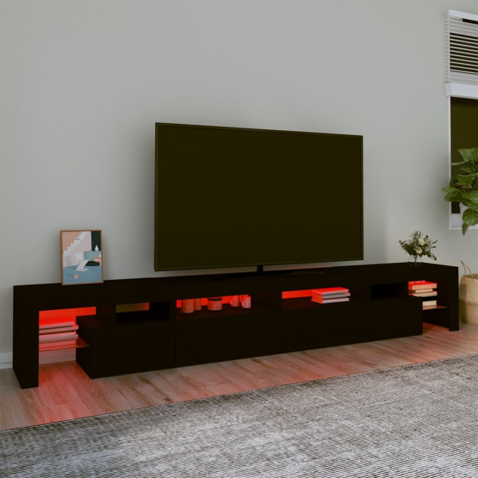Mueble de TV con luces LED Negro 260x36,5x40