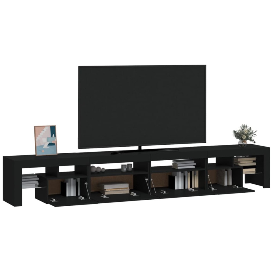 Mueble de TV con luces LED Negro 260x36,5x40