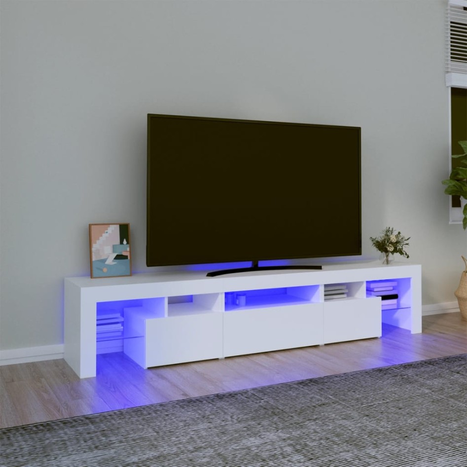 Mueble de TV con luces LED blanco 200x36,5x40
