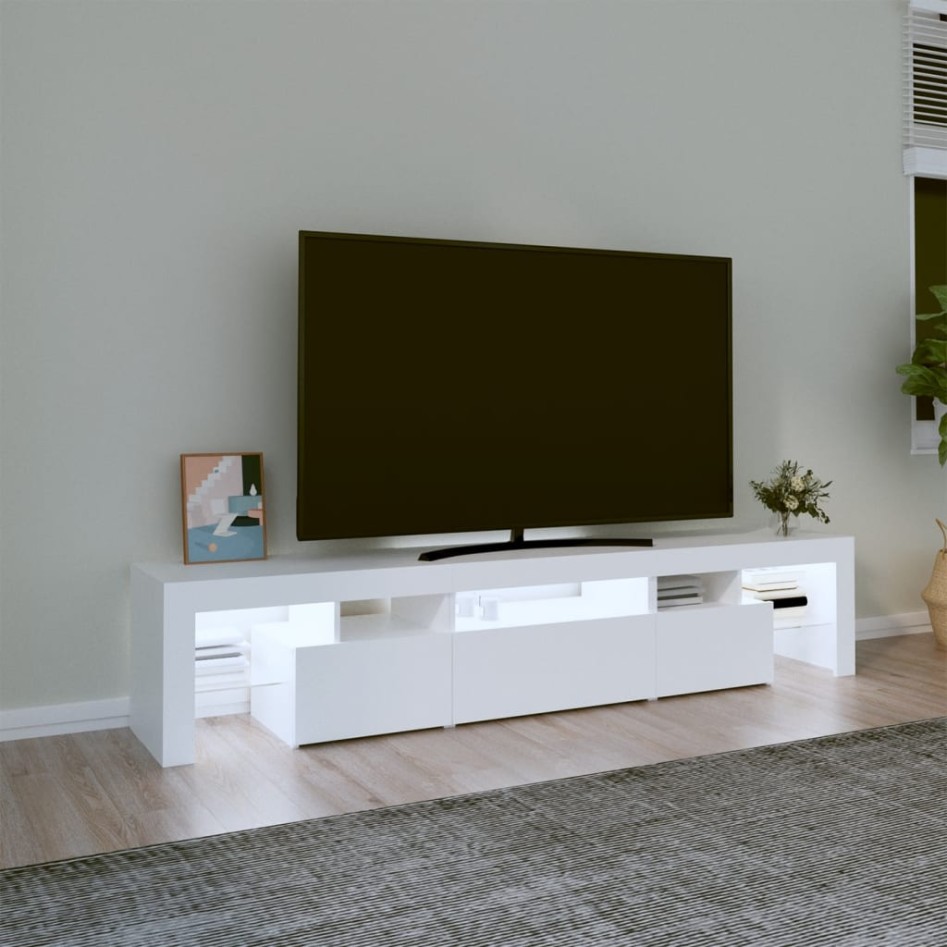 Mueble de TV con luces LED blanco 200x36,5x40