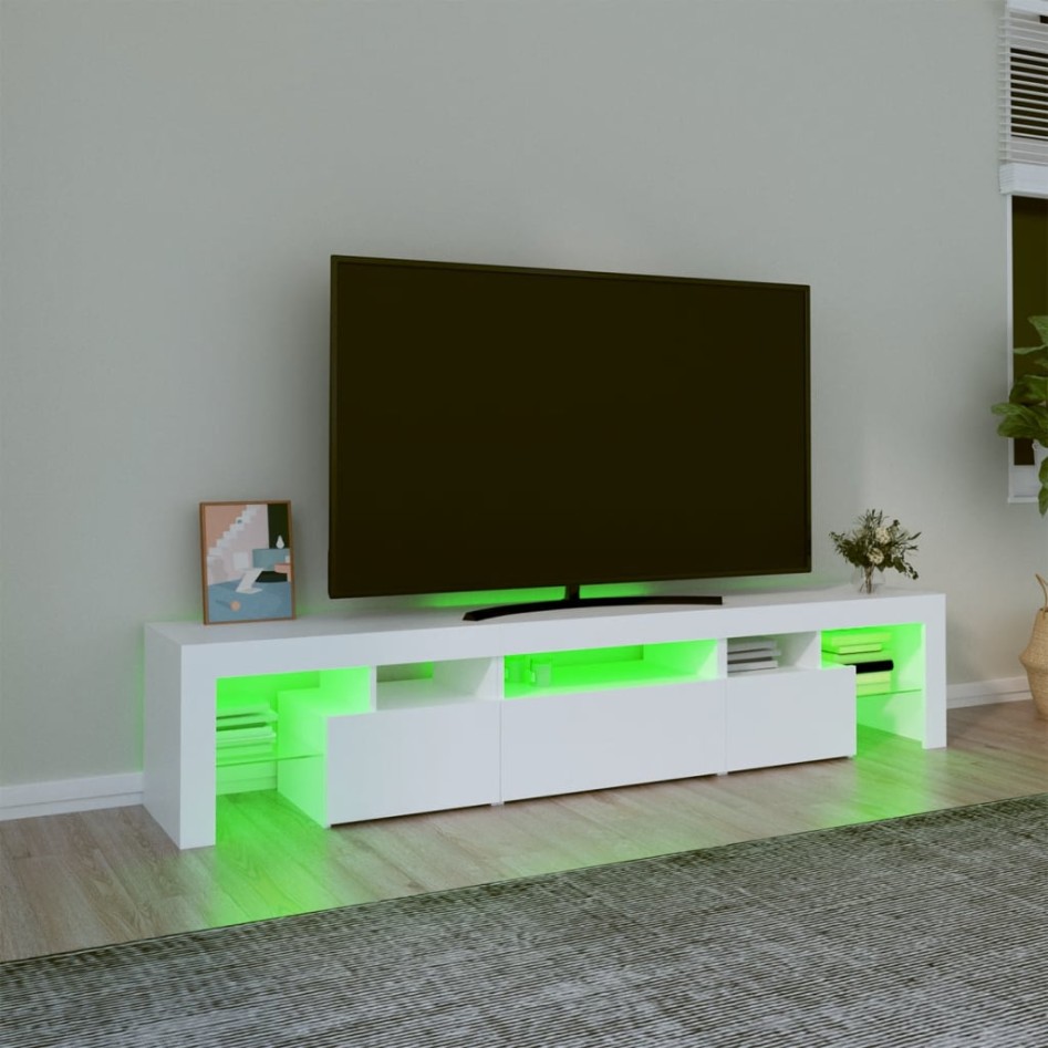 Mueble de TV con luces LED blanco 200x36,5x40