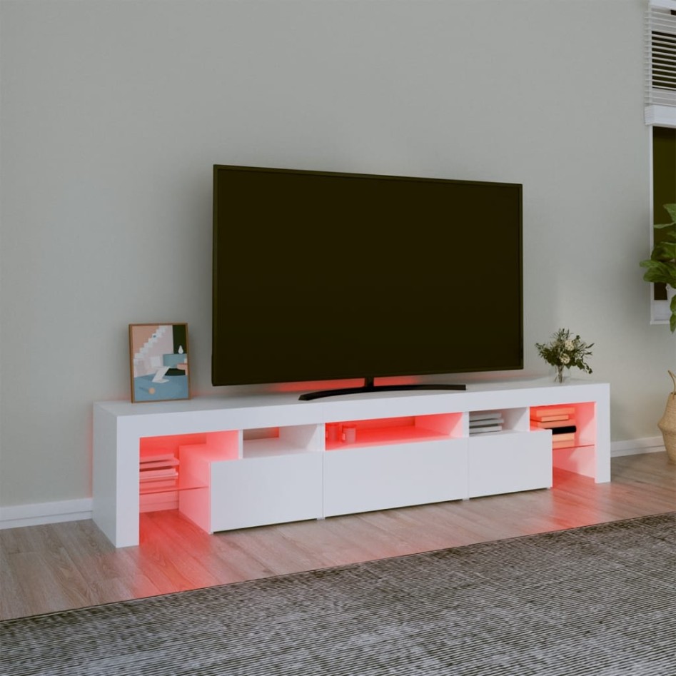 Mueble de TV con luces LED blanco 200x36,5x40