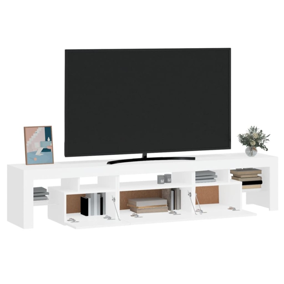 Mueble de TV con luces LED blanco 200x36,5x40