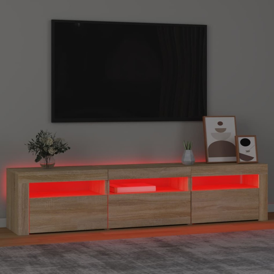 Mueble de TV con luces LED roble Sonoma 180x35x40