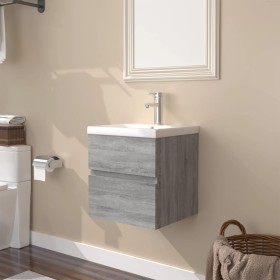 Mueble de baño con lavabo madera contrachapada gris