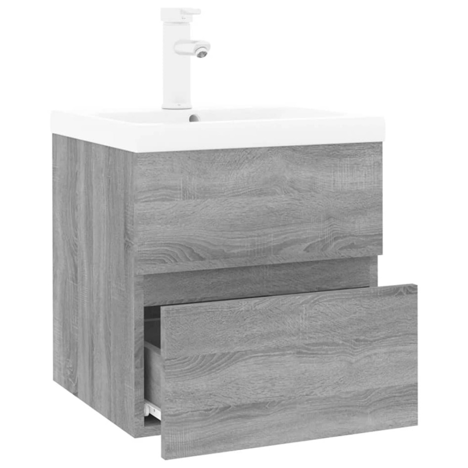 Mueble de baño con lavabo madera contrachapada gris