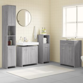 Set de muebles de baño 4 pzas madera contrachapada gris