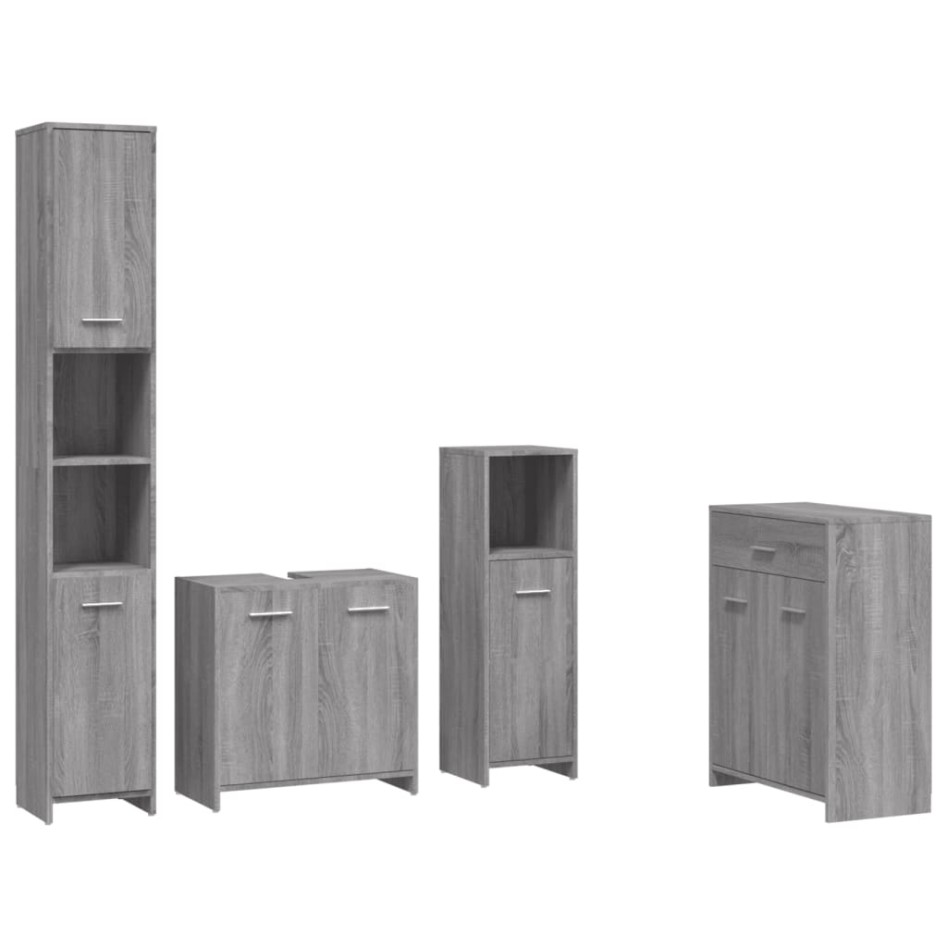 Set de muebles de baño 4 pzas madera contrachapada gris