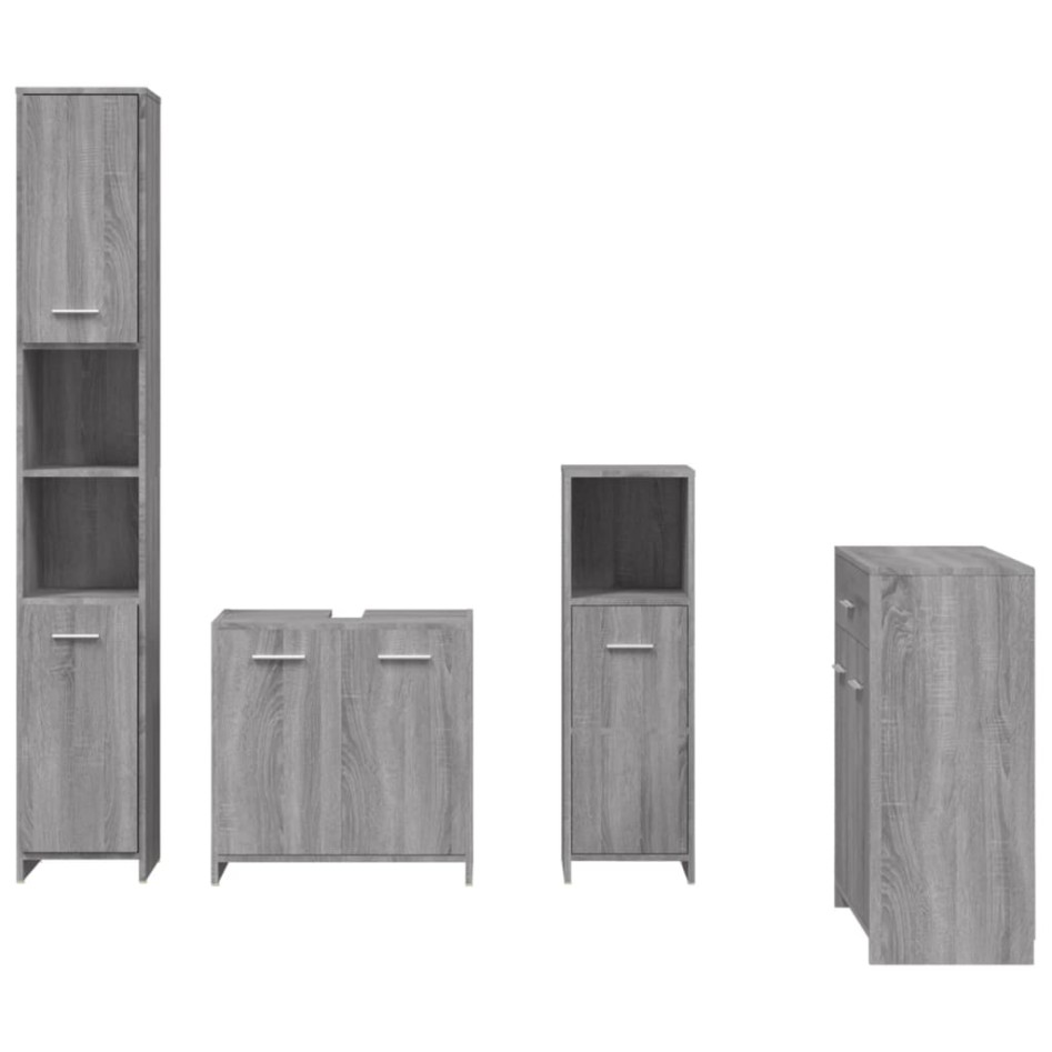 Set de muebles de baño 4 pzas madera contrachapada gris