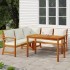 Juego comedor de jardín 4 pzas con cojines madera maciza