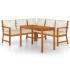 Juego comedor de jardín 4 pzas con cojines madera maciza