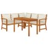 Juego comedor de jardín 4 pzas con cojines madera maciza