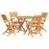 Juego de comedor para jardín 5 piezas madera maciza de