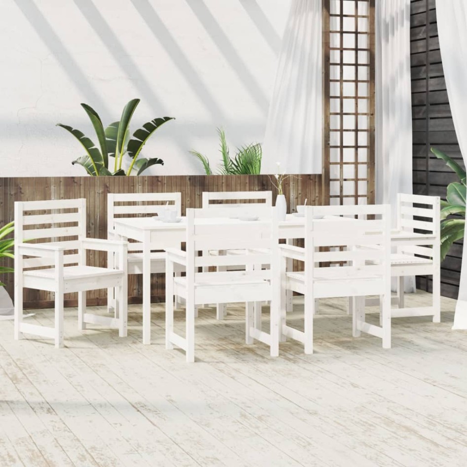 Juego de comedor de jardín 7 piezas madera maciza pino