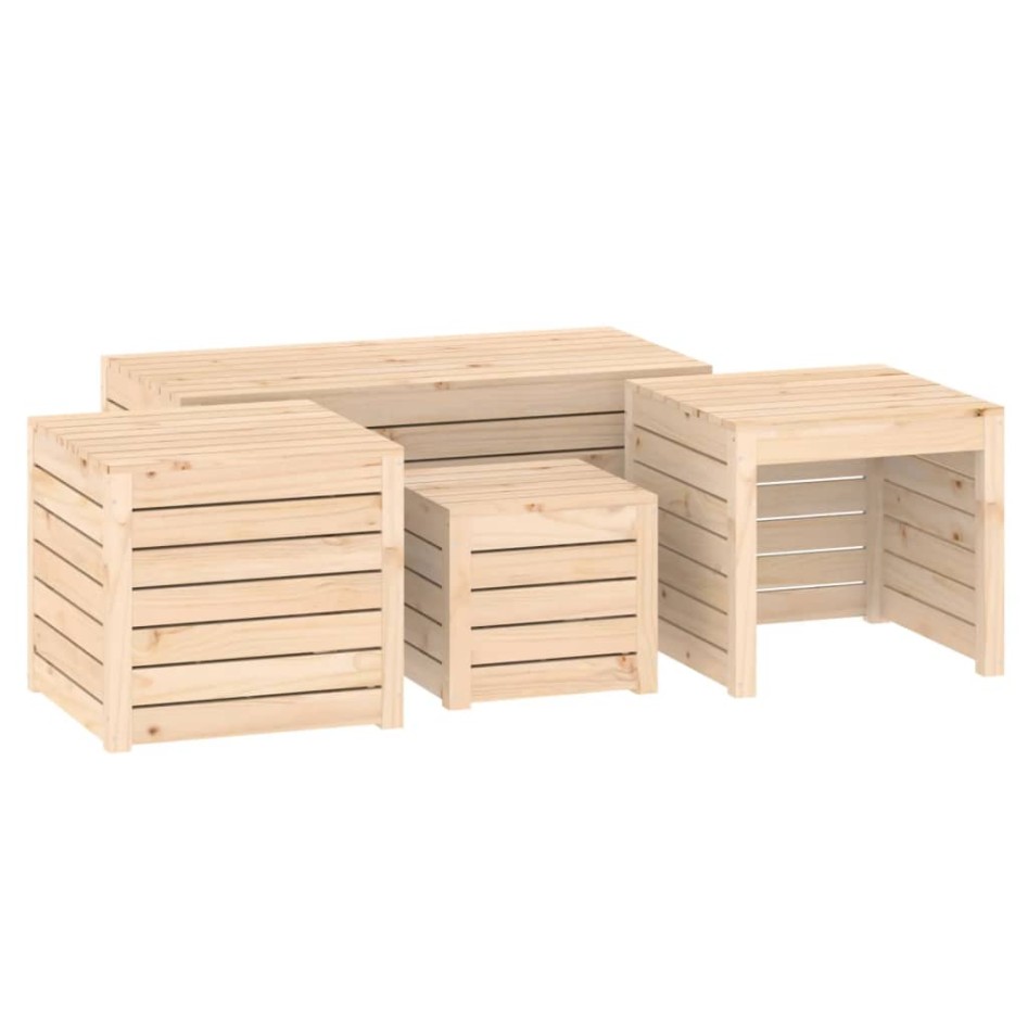 Juego de cajas de jardín 4 piezas madera maciza de