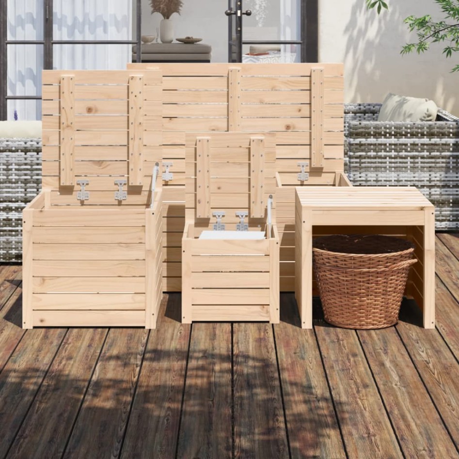 Juego de cajas de jardín 4 piezas madera maciza de