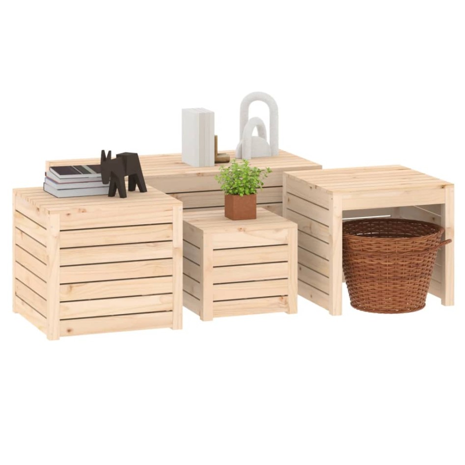 Juego de cajas de jardín 4 piezas madera maciza de